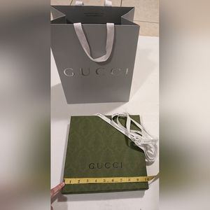 Gucci box with ribbon, tissue paper and gift bag